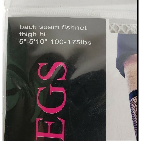 Thigh Hi Fishnet Stockings Back Seam White Nylon 5'-5'10 175 lbs. Music Legs - Picture 2 of 5